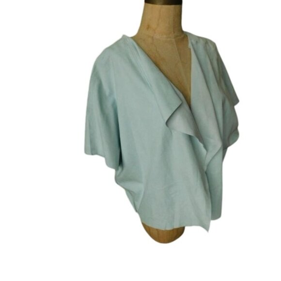 Chico's Size L Large (2) Faux Leather Short Sleeve Jacket Top - Picture 4 of 4